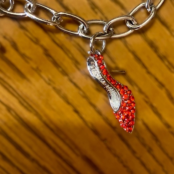 Silver Shoe Charm Bracelet Size 7.5 - Picture 5 of 12
